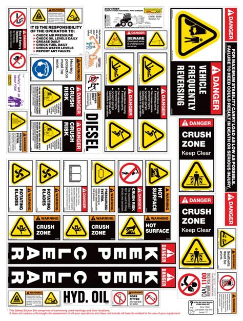 skid steer operation decal kit safety|john deere skid steer decals.